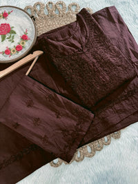 Mul Cotton tone to tone 3pc set - Chikankari official