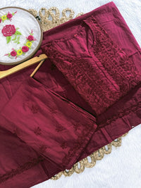 Mul Cotton tone to tone 3pc set - Chikankari official