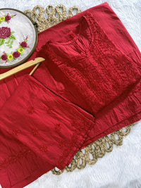 Mul Cotton tone to tone 3pc set - Chikankari official