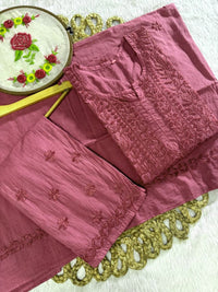 Mul Cotton tone to tone 3pc set - Chikankari official