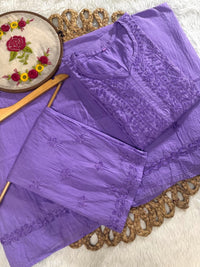 Mul Cotton tone to tone 3pc set - Chikankari official