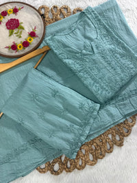 Mul Cotton tone to tone 3pc set - Chikankari official
