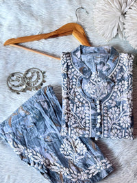 Mul Dhoti pant with Short Top - Chikankari official
