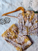 Mul Dhoti pant with Short Top - Chikankari official
