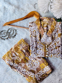 Mul Dhoti pant with Short Top - Chikankari official