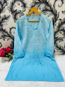 Mul Dyeable lightweight Short Top - Chikankari official