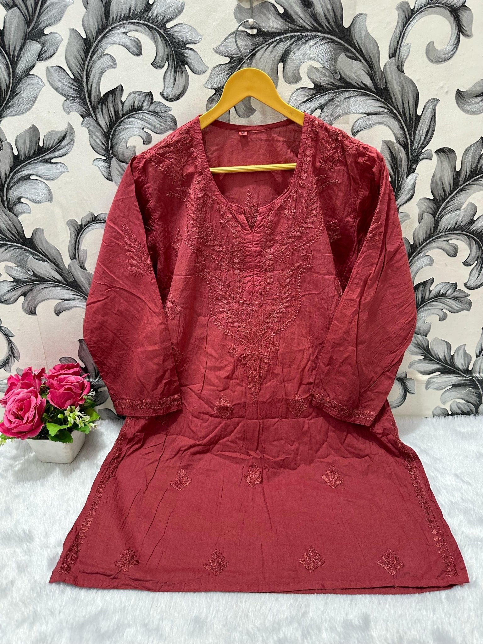 Mul Dyeable lightweight Short Top - Chikankari official
