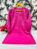 Mul Dyeable lightweight Short Top - Chikankari official
