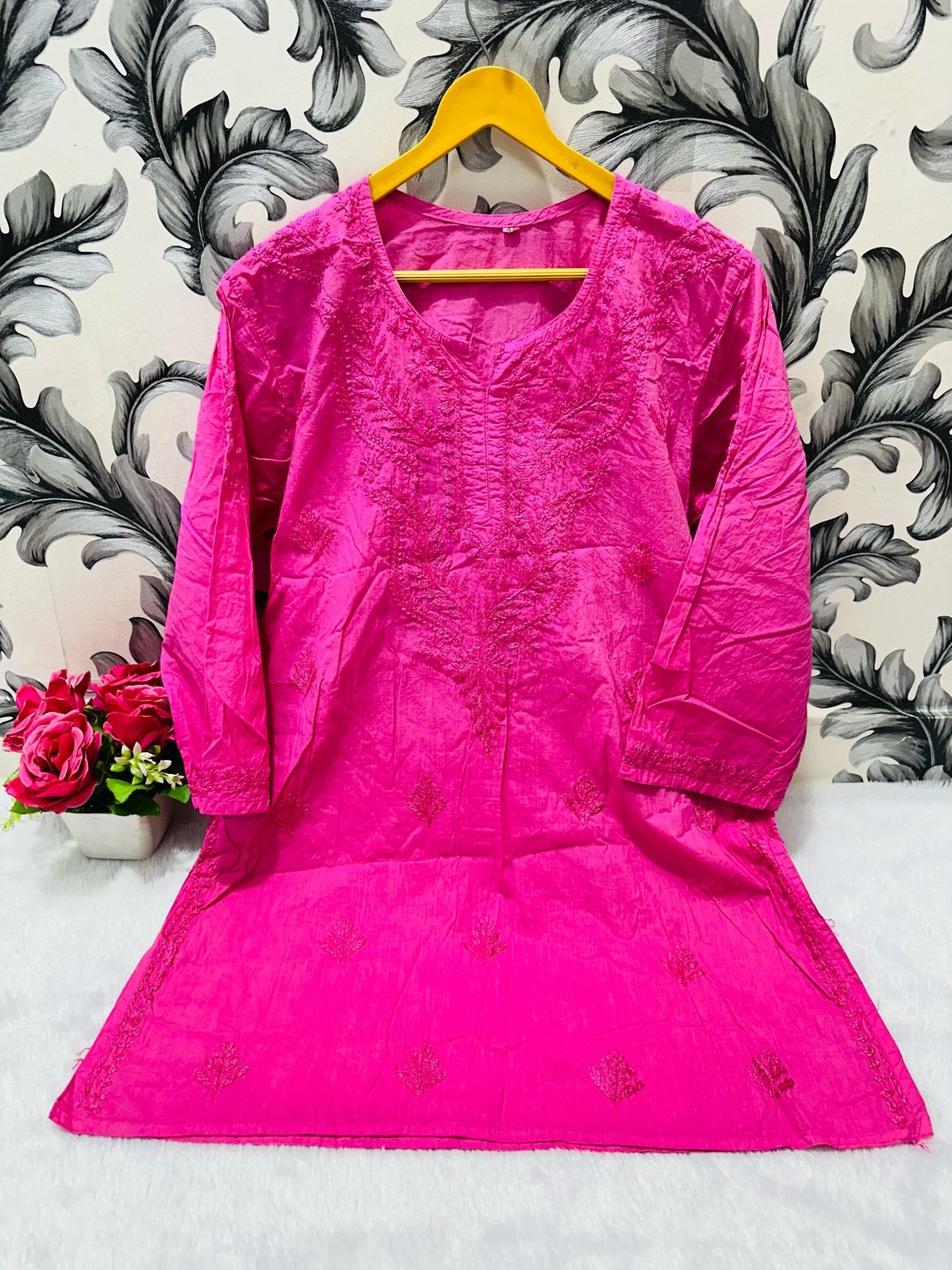 Mul Dyeable lightweight Short Top - Chikankari official