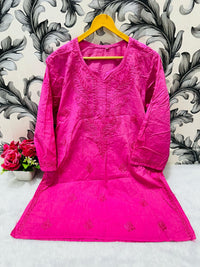Mul Dyeable lightweight Short Top - Chikankari official