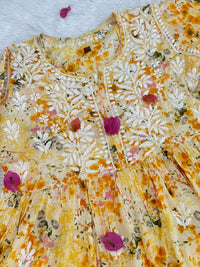 Mul Floral print short Gown - Chikankari official