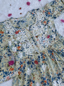 Mul Floral print short Gown - Chikankari official