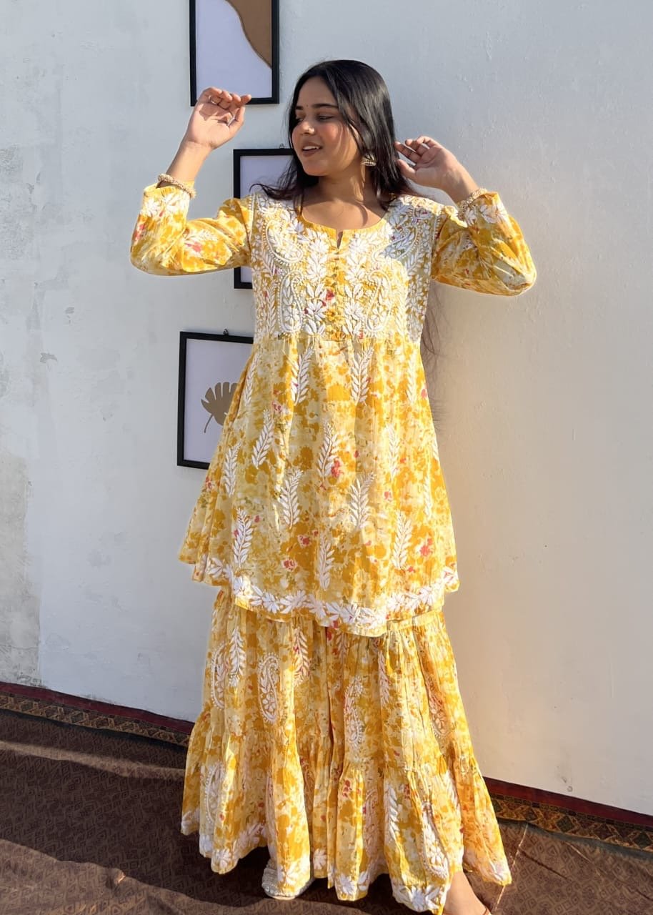 Mul Gharara Set - Chikankari official