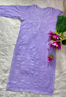 Mul Lucknowi Long Soft Kurta - Chikankari official