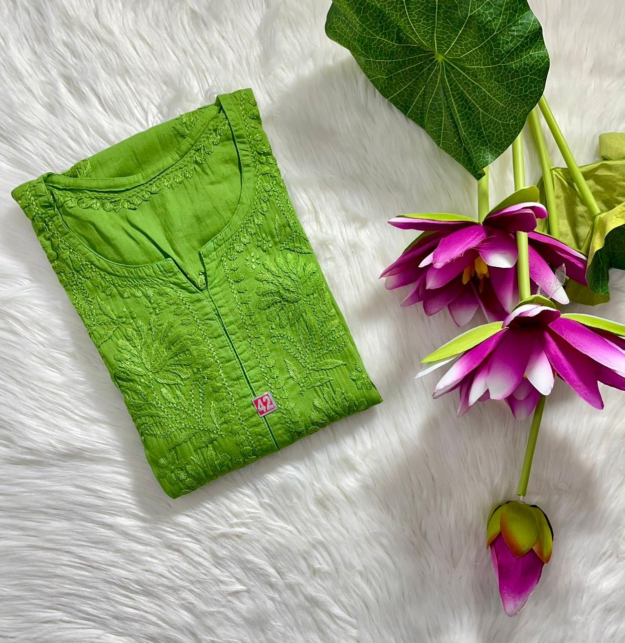 Mul Lucknowi Long Soft Kurta - Chikankari official