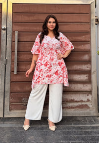 Mul mul Kaftaan flower print - Chikankari official