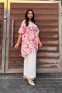 Mul mul Kaftaan flower print - Chikankari official