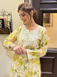 Mul Mul PRINT SHORT SET WITH PANT COMBO - Chikankari official