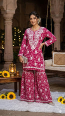 Mul mul printed comfy Gharara Set - Chikankari official