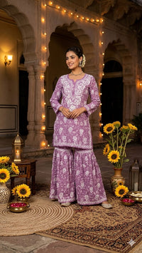 Mul mul printed comfy Gharara Set - Chikankari official