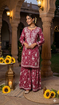 Mul mul printed comfy Gharara Set - Chikankari official
