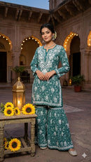 Mul mul printed comfy Gharara Set - Chikankari official