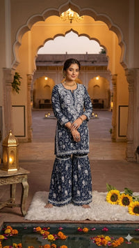 Mul mul printed comfy Gharara Set - Chikankari official