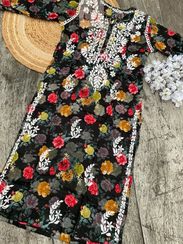 Mul Mul printed Kurta - Chikankari official