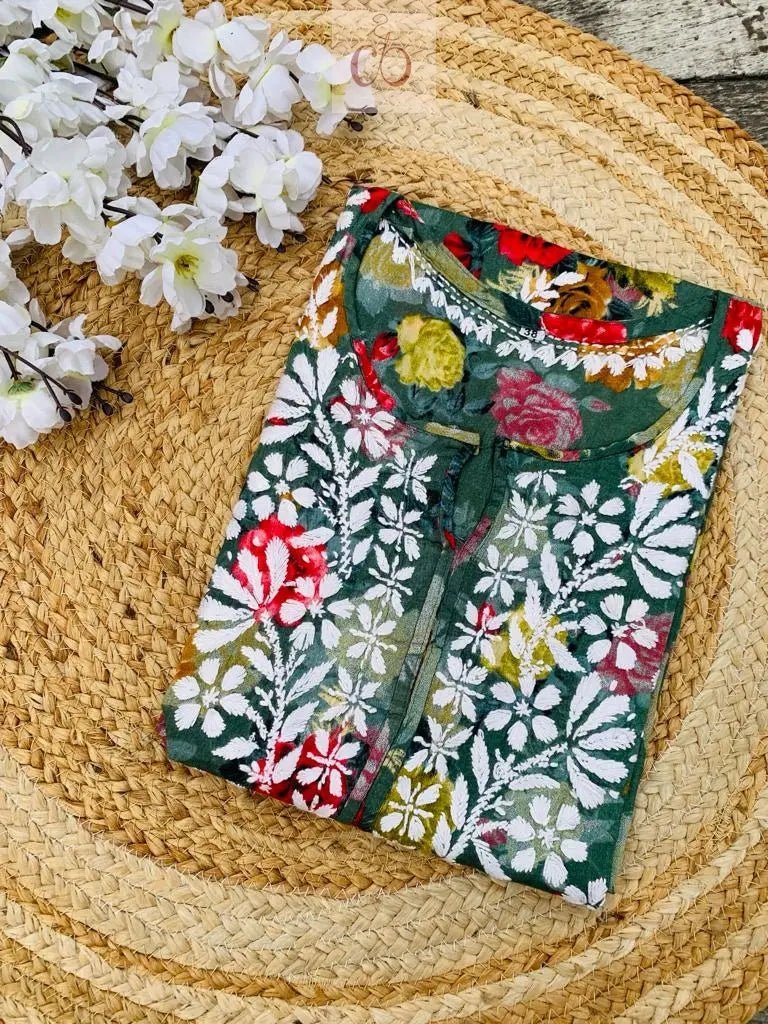 Mul Mul printed Kurta - Chikankari official