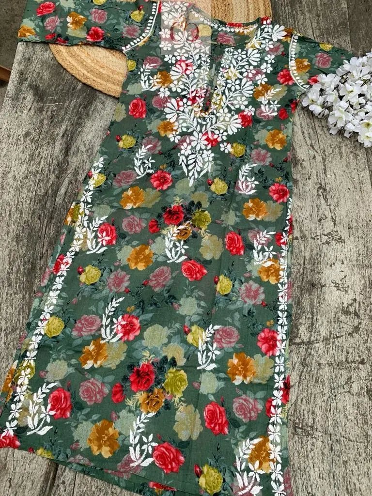 Mul Mul printed Kurta - Chikankari official