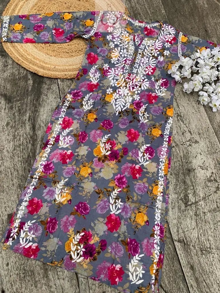 Mul Mul printed Kurta - Chikankari official