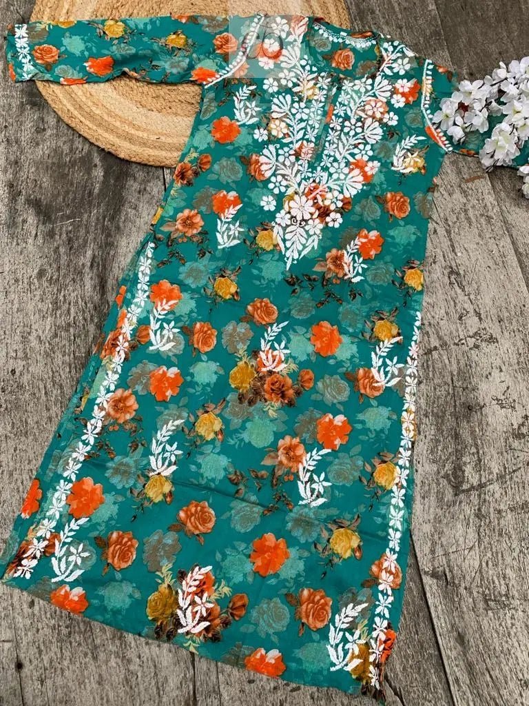 Mul Mul printed Kurta - Chikankari official