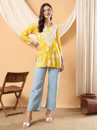 Mul mul short Top for College / Office / Daily Wear - Chikankari official