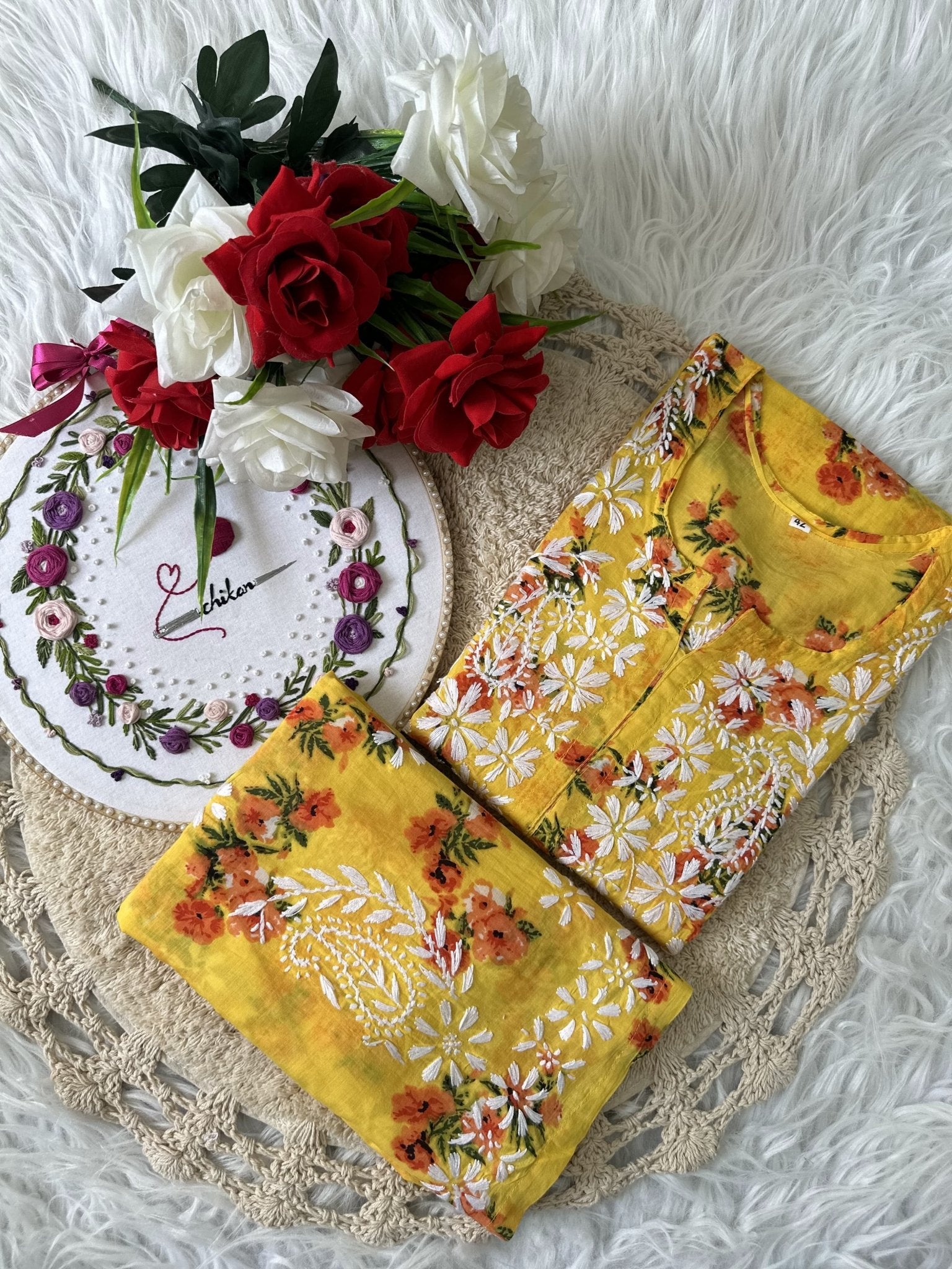 Mul Plazzo Set flower Combo - Chikankari official