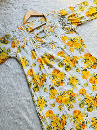 Mul printed Designer Gala buti - Chikankari official