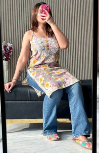Mul printed noodle strap Top - Chikankari official