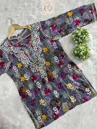Mul Short top in new concept - Chikankari official