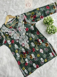 Mul Short top in new concept - Chikankari official