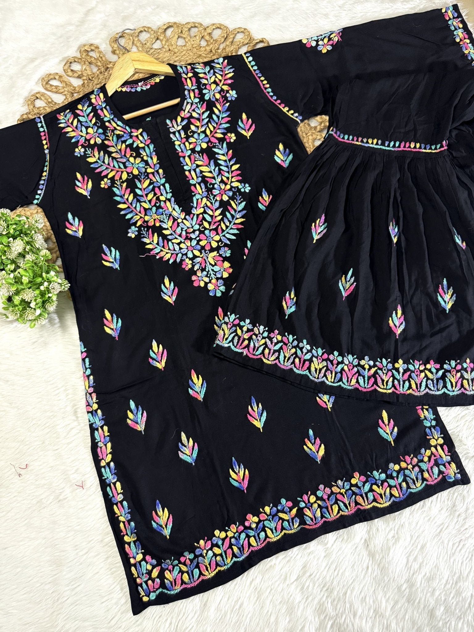 Multi Thread Gharara Set - Chikankari official