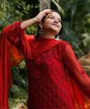 Muqaish Buti Jaal Set with Inner - Chikankari official