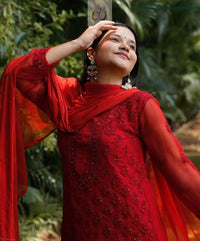 Muqaish Buti Jaal Set with Inner - Chikankari official