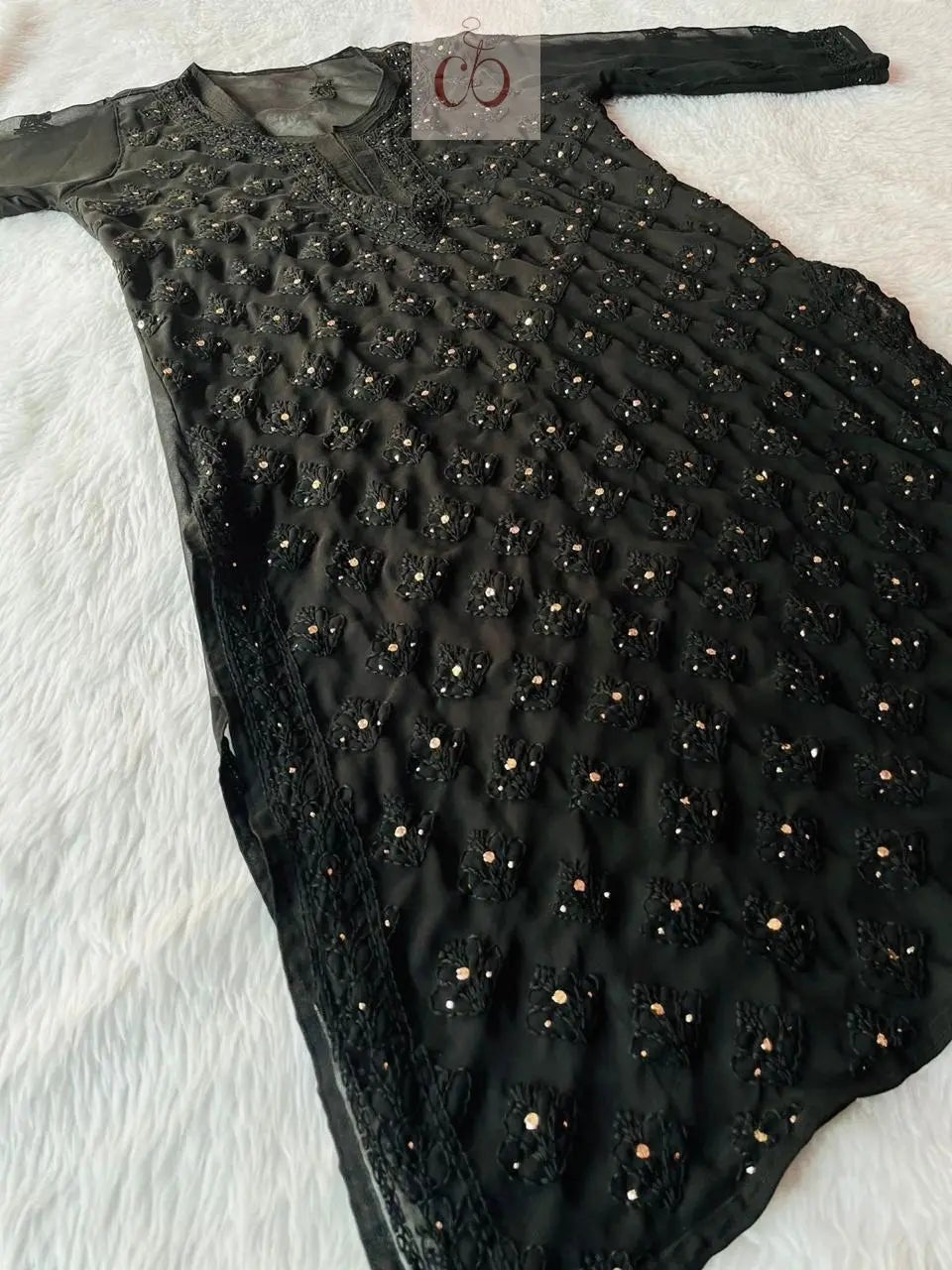 Muqaish Buti Jaal Set with Inner - Chikankari official