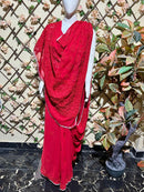 Muqaish Red Beautiful saree - Chikankari official