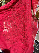 Muqaish Red Beautiful saree - Chikankari official