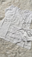 Muqaish Short Angrakha with lace pocket pant - Chikankari official