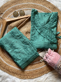 Muqaish Short Angrakha with lace pocket pant - Chikankari official