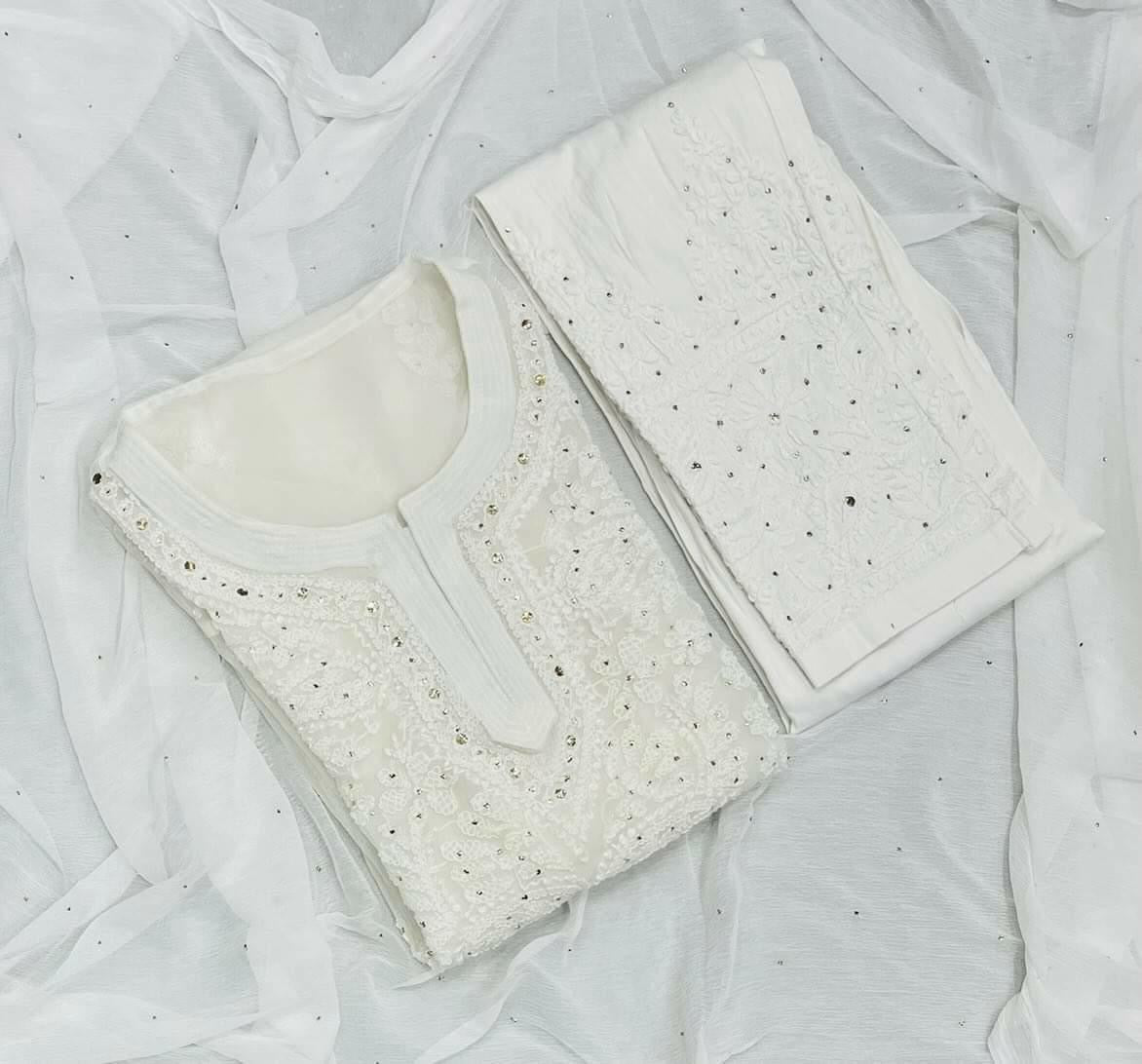 Muqaish work Chikankari Essential Kurtis with matching inner - Chikankari official