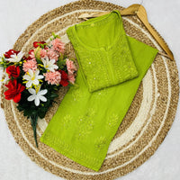 Muqaish work Rayon Co ord - Chikankari official