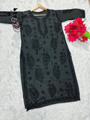 Musleen Fabric Handwork Chikankari kurti - Chikankari official