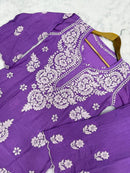 Muslin cutwork White thread embroidered 2pc Set - Chikankari official